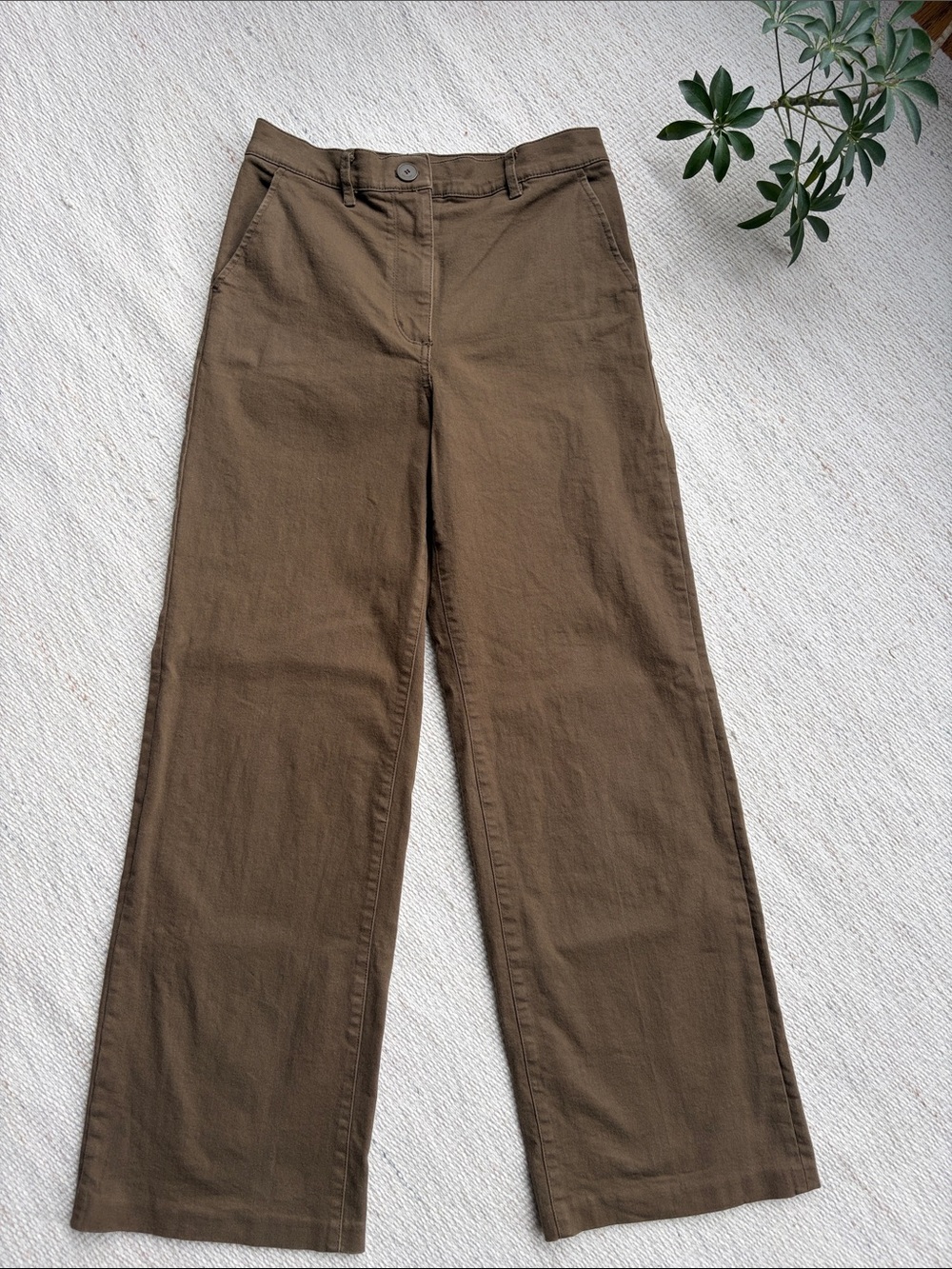 OAK + FORT Olive-Brown High-Waist Trousers